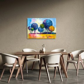 Sklenený obraz kopulovitých stromov, olejomaľba (70x50 cm)