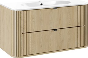 Comad Kúpeľňová skrinka s keramickým umývadlom Ovalia Cremona 100 cm - dub cremona