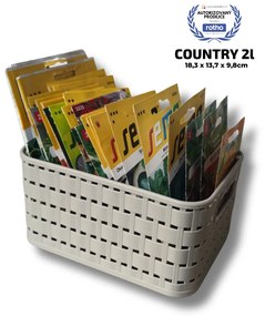 Plastový košík COUNTRY, rovný, béžový (2l - 18x14x10)