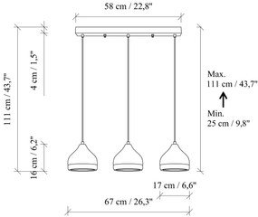Závesné svietidlo na lanku YILDO 3xE27/40W/230V čierna/zlatá