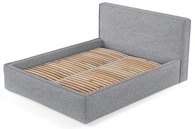 Sivá čalúnená dvojlôžková posteľ s úložným priestorom s roštom 200x200 cm Lounge L – Maison de Rêve