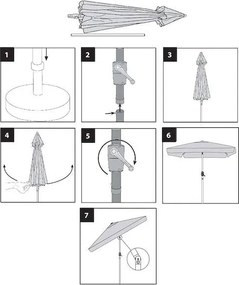 Záhradný slnečník 200 X 130 cm SPRINGOS GU0039 - ecru