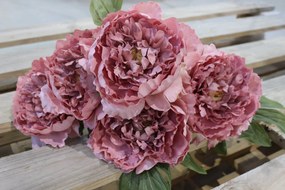 Staroružová umelá kytica pivoniek 30cm