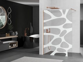Mexen Kioto, sprchová zástena Walk-In 70 x 200 cm, 8mm číre sklo biely vzor, medený matný profil, 800-070-101-65-97