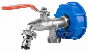 Bradas Kovový ventil na IBC kontajnerovú nádrž 2x 3/4" + 1/2" S60x6 KK0512