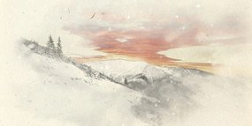 Obraz zapadajúce slnko nad zasneženými horami Varianta: 100x50