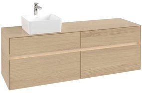 VILLEROY &amp; BOCH Collaro závesná skrinka pod umývadlo na dosku (umývadlo vľavo), 4 zásuvky, s LED osvetlením, 1600 x 500 x 548 mm, Nordic Oak, C050B0VJ