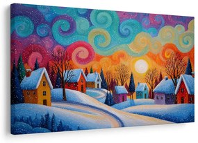 Vianočný obraz zimné čaro dedinky