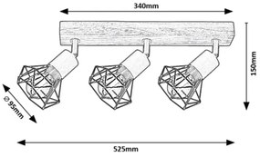Rabalux 3139 - Bodové svietidlo ZEUS 3xE14/40W/230V dub