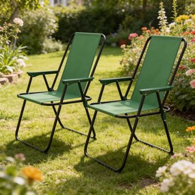 Skladacia záhradná, kempingová stolička – zelená stolička na ryby