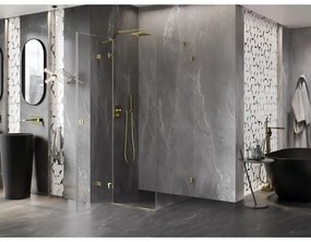 Mexen Lunar, 1-krídlový sprchový kút, ľavý, 80 x 80 cm, 8mm číre sklo, zlatý profil, 834-080-080-50-00-L