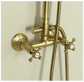 Mosadzná sprchová súprava v bronzovej farbe s hlavovou sprchou a ručnou sprchou 142 cm Antea – Sapho