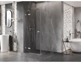 Mexen Lunar, 1-krídlový sprchový kút, ľavý, 80 x 80 cm, 8mm číre sklo, brúsená oceľ profil, 834-080-080-97-00-L