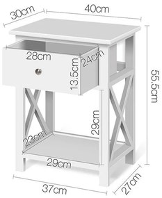 ModernHome Nočný stolík so zásuvkou - biely, FH-NS190003