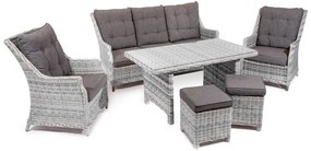 Záhradná jedálenská súprava BERKLEY 3 svetlo-sivá s tmavosivými poduškami