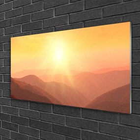 Skleneny obraz Slnko hory príroda 120x60 cm