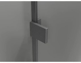 Mexen Lunar, L pravý výklopný päťuholníkový sprchový kút 90x90 cm, 8mm číre sklo, profil grafit brúsený, 831L-090P-090L-66-00-P