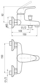 RAV Slezák SA054.5 - Vaňová batéria SAZAVA lesklý chróm