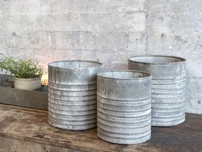 3ks plechový zinkový antik obal na kvetináč Planters - Ø 21*22/Ø 17*20 / Ø 13*18cm