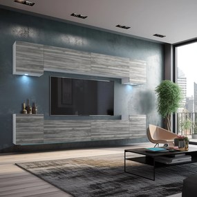 Obývacia stena Belini Premium Full Version šedý antracit Glamour Wood+ LED osvetlenie Nexum 71