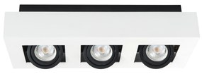 KANLUX Stropné bodové osvetlenie BENO, 3xGU10, 25W, biele, hranaté