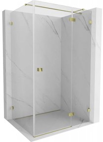 Mexen Lunar T, sklopný sprchový kút pravý 135 x 90 cm, 8mm číre sklo, zlatý profil, 834T-135-090-50-00-P