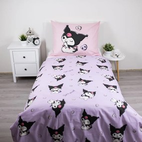 Ružová bavlnená detská obliečka na jednolôžko 140x200 cm Hello Kitty "Kuromi" – Jerry Fabrics