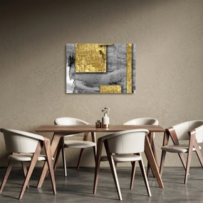 Sklenený obraz - Zlaté štvorce N⁰2 (70x50 cm)