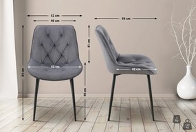 Jedálenská stolička Wallace - zamat - Tmavo sivá