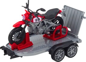 LEAN Toys Sada terénneho auta s odťahovým vozom a motorkou, svetlá a zvuky, zelená