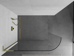 Mexen Kioto L, sprchová zástena Walk-In 90 x 200 cm, 8mm číre sklo, zlatý matný profil, 800-090-103-55-06