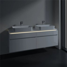VILLEROY &amp; BOCH Legato závesná skrinka pod dve umývadlá na dosku, 4 zásuvky, s LED osvetlením, 1600 x 500 x 550 mm, Glossy White, B768L0DH