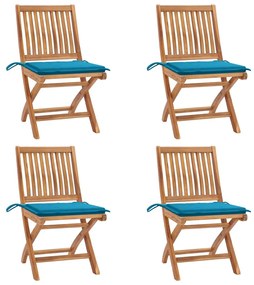 Skladacie záhradné stoličky s podložkami 4 ks tíkový masív 3072811