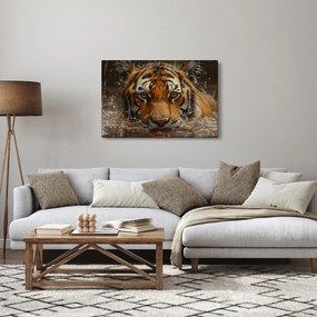 Obraz - Portrét tigra vo vode (90x60 cm)