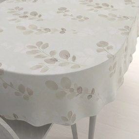 Biante Bavlnený oválny obrus Sandra SA-681 Eukalyptové listy na svetlom pastelovo zelenom 120x180 cm