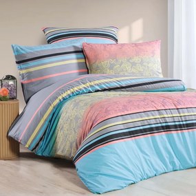 Obliečky bavlnené Daby tyrkysové EMI, Francúzsky set1 200x220 + 2x (70x90)