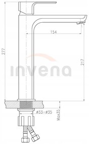 Invena Nyks, vysoká umývadlová batéria, chróm lesklý, INV-BU-28-W01-S