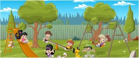 Obraz - Deti na ihrisku (120x50 cm)