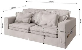 Krémovobiela pohovka 236 cm Nora – Ropez