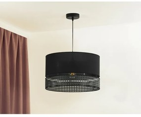 Duolla - Luster na lanku DOUBLE RATTAN 1xE27/15W/230V pr. 40 cm čierna