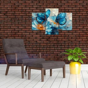 Obraz - Modrí motýle (90x60 cm)