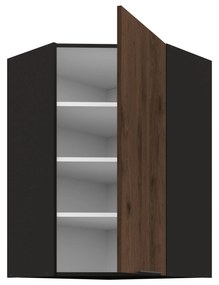 Horná rohová kuchynská skrinka Manana 60x60 GN 90 1F 45 (korpus: čierna matná + front: orech okapi). Vlastná spoľahlivá doprava až k Vám domov. 1134970