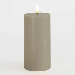 SIRIUS Vosková LED svíčka Sille, světlá šedá, 7,5 x 15 cm