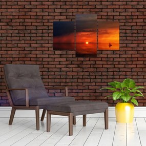 Obraz západu slnka s plachetnicou (90x60 cm)