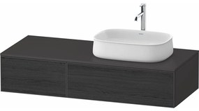 DURAVIT Zencha závesná skrinka pod umývadlo na dosku (umývadlo vpravo), 2 zásuvky, 1300 x 550 x 281 mm, dub čierny/grafit super matná, ZE4817016800000