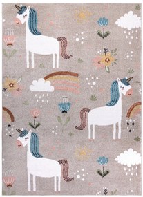 Detský kusový koberec Fun Unicorn with rainbow beige, 80x150, béžová, detská izba, Dywany Łuszczów