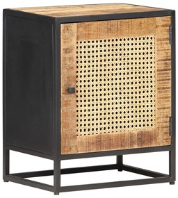 Nočný stolík 40x30x50 cm surové mangovníkové drevo a rákos