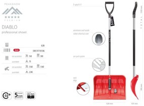 Lopata na sneh Doble 155x52 cm červená