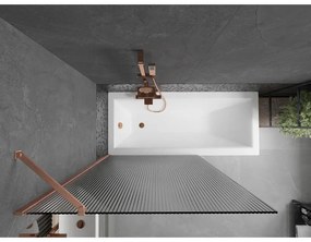 Mexen Next, 1-krídlová vaňová zástena 100 x 150 cm, 6mm sklo Ribs, medená matná, 895-100-000-00-09-65