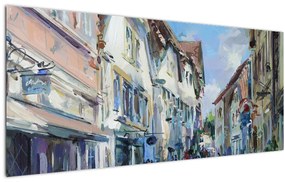 Obraz - Ulička starého mesta, akrylová maľba (120x50 cm)